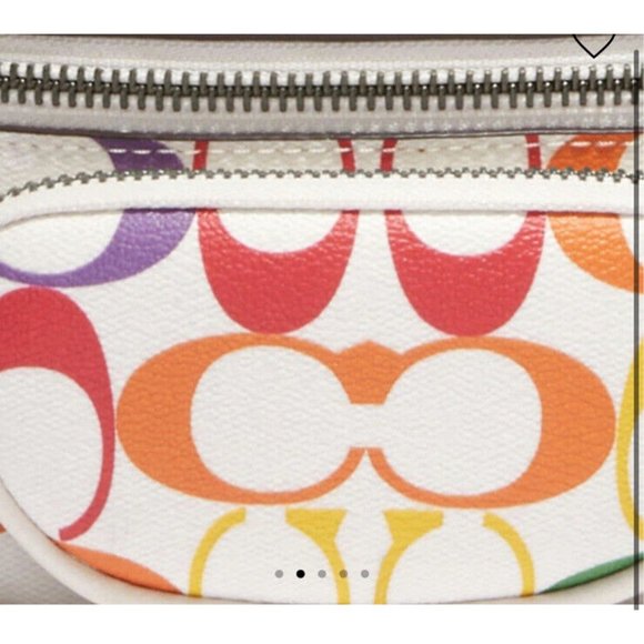 New Coach CJ682 Sprint Belt Bag 24 In Rainbow Signature Canvas Chalk Multi - Picture 5 of 5